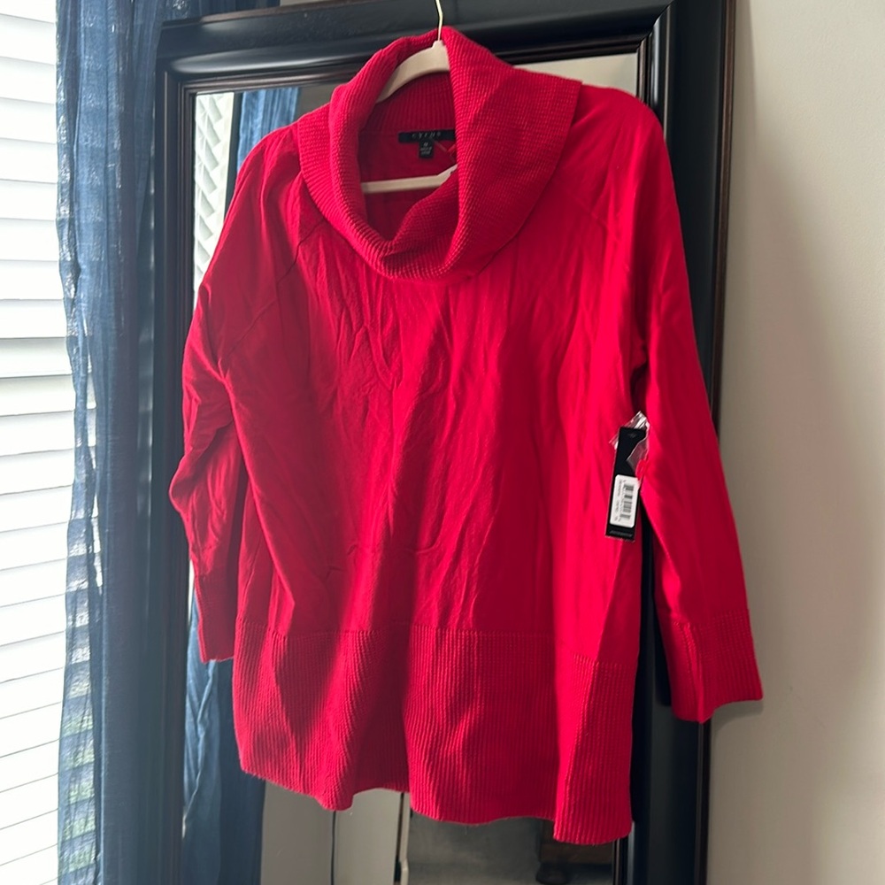 Cyrus red holiday cowl neck turtle neck 1x